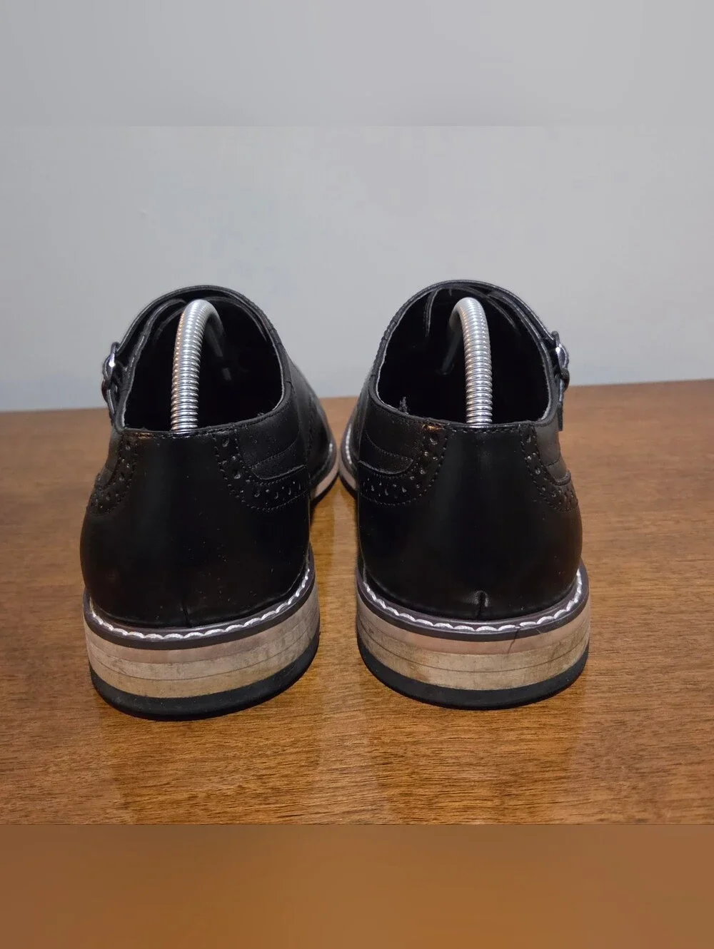 Men's Barr III Black Monk Double Buckle Jesse Leather Dress Shoes Size 10.5M